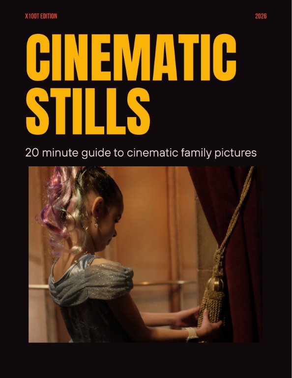 Cinematic Stills X100T Edition digital guide cover - A complete guide to taking cinematic family photos at Disney World